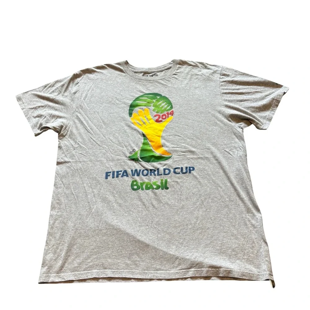 Adidas Mens FIFA World Cup Brasil 2014 Graphic T-Shirt Gray XL 3720A‎